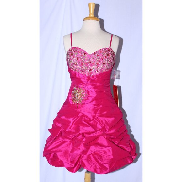 MayQueen #781 Dual Style Taffeta Prom or Party Gown-Size 12-FUCHSIA-NEW W/Tags - Picture 5 of 7